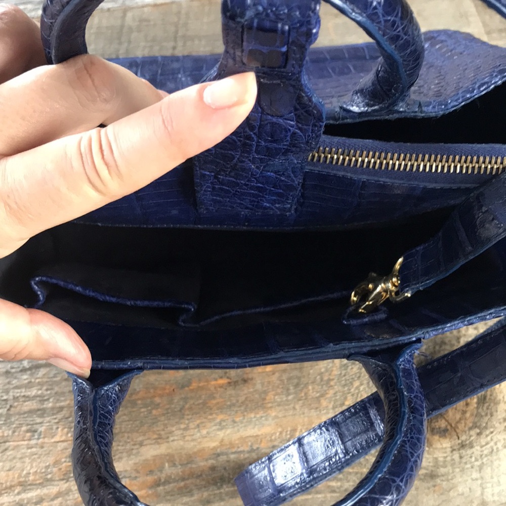 Nancy Gonzalez Christina Small Croc Handbag Blue - Picture 8 of 14